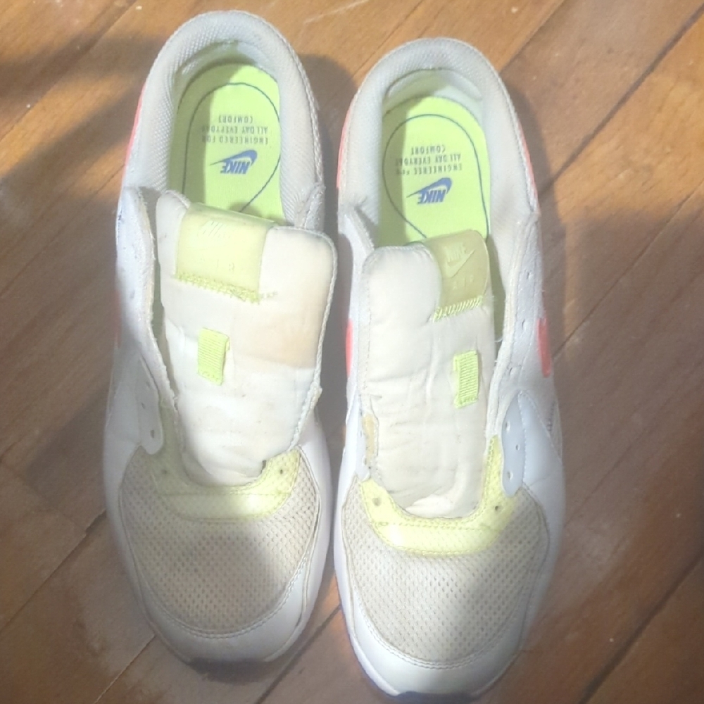 Nike Kids White and Neon Yellow Sneakers
